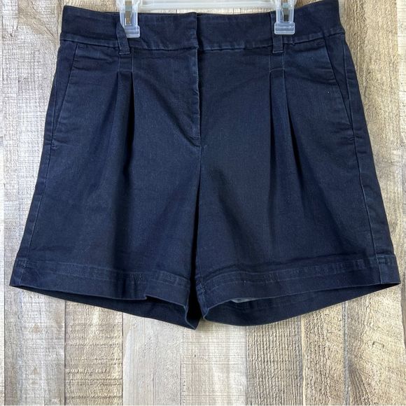 Ann Taylor Factory Size Medium Dark Blue Denim Wash Shorts w/Mock Front … - Picture 1 of 6